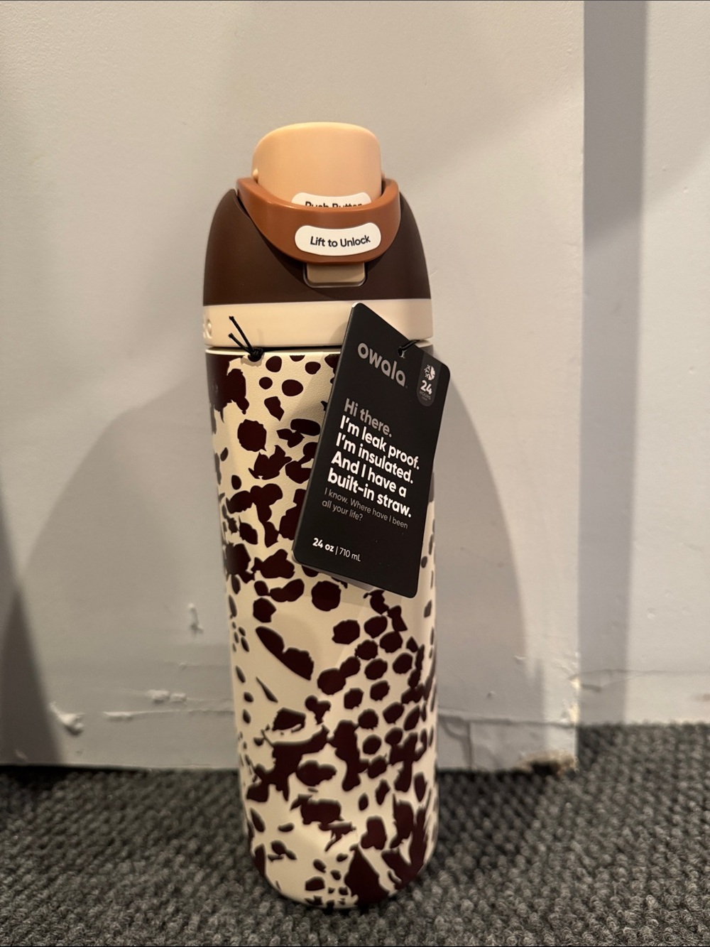 Owala Brown cowgirl core Cow Print Insulated Water Bottle - Brown limited NWT
